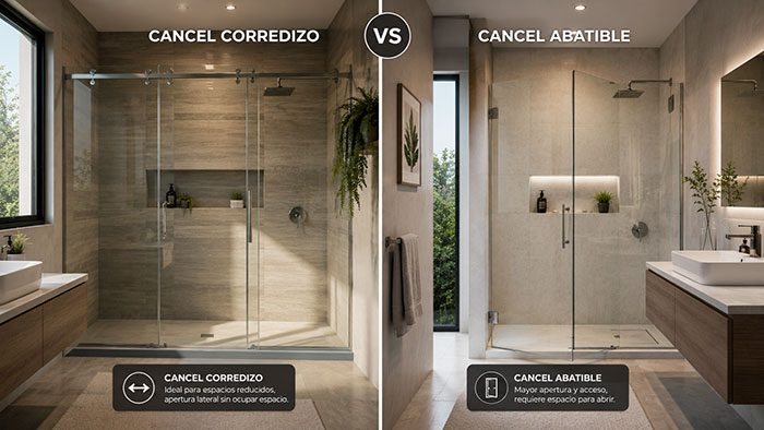 Cancel corredizo o abatible para baños en CDMX
