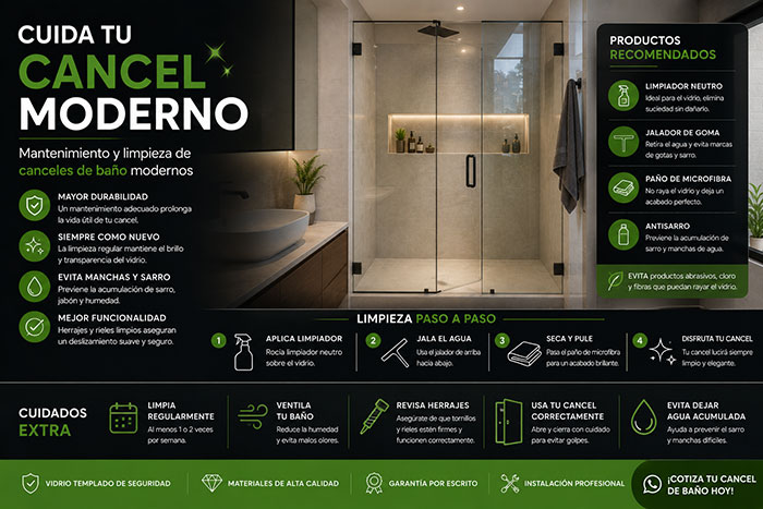 Mantenimiento y limpieza de canceles de baño modernos