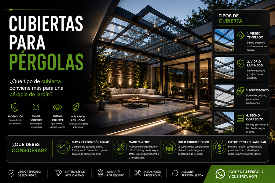 Cubierta moderna para pérgola de cristal templado