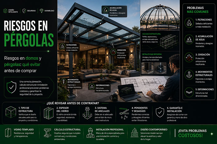 Riesgos en domos y pérgolas: qué evitar antes de comprar