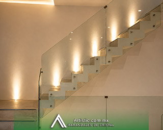 Barandal de cristal templado moderno para escaleras interiores