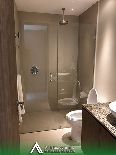 Cancel de baño abatible con vidrio templado entintado (privacidad)