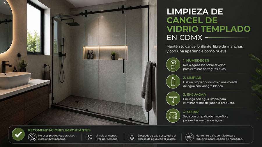 Cómo limpiar un cancel de vidrio templado