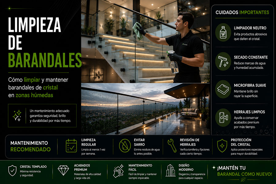 Cómo limpiar y mantener barandales de cristal