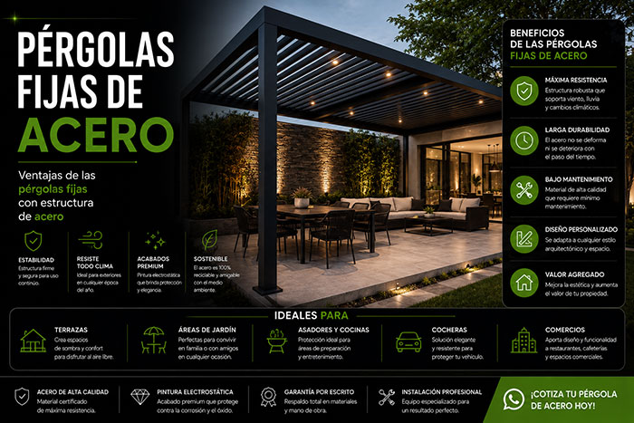 Ventajas de las pérgolas fijas con estructura de acero