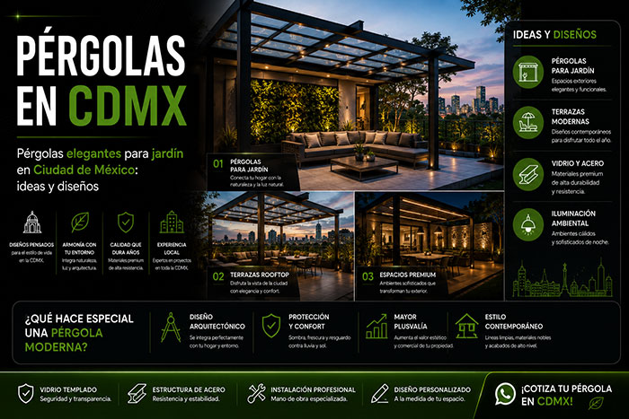 Pérgolas elegantes en Ciudad de México: ideas y diseños